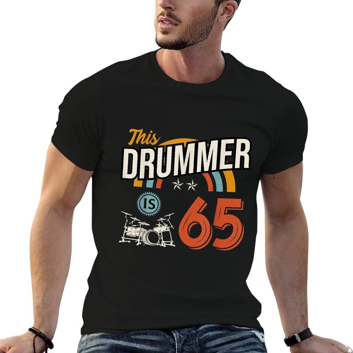 Vintage 65 Year Old Birthday Drummer Drums 65th B-Day Crew  Versatile T-Shirt