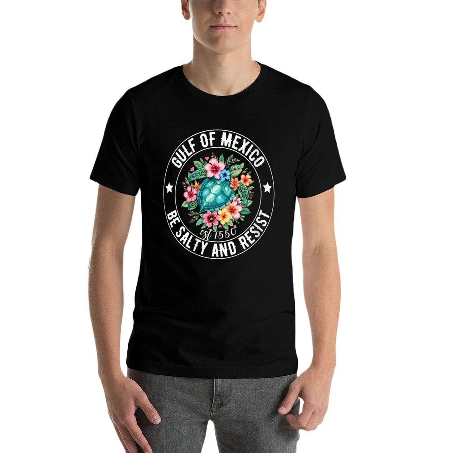 Womens Stay The Gulf of Mexico Be Salty And Resist Turtle  Graphic-printed T-Shirt