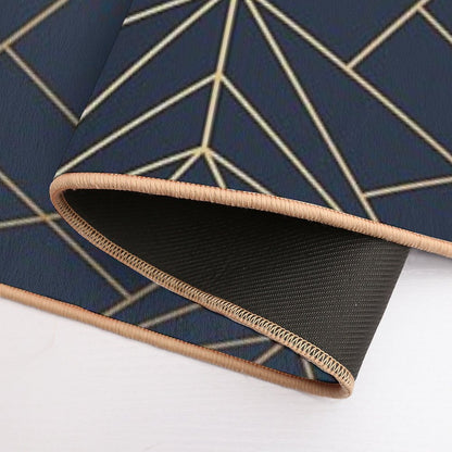 Elegant Geometric Copper Navy Blue  Absorbent Bath Mat