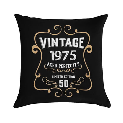 50th Birthday Vintage 1975 Aged Perfectly Gift Soft Reinforced Edging Throw Pillow