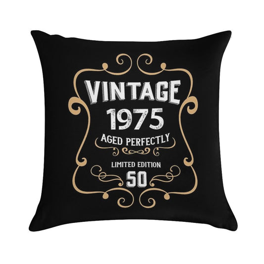 50th Birthday Vintage 1975 Aged Perfectly Gift Soft Reinforced Edging Throw Pillow
