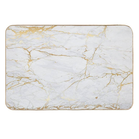White And Gold Marble  Repositionable Bath Mat