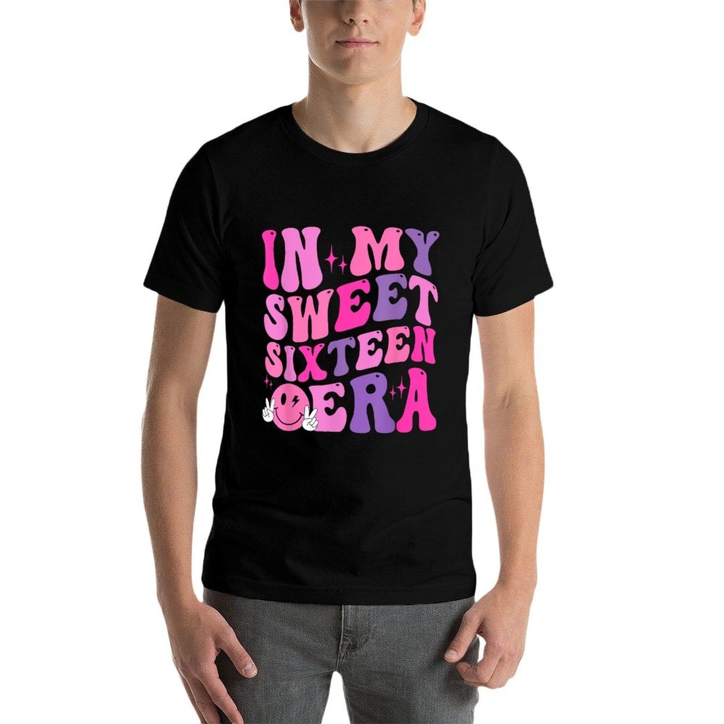 In My Sweet Sixteen Era Groovy Retro Boy Girl 16th Birthday  Moisture-wicking T-Shirt