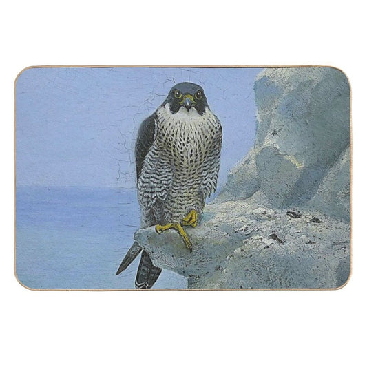 1896 A Peregrine Falcon on A Chalk Cliff  Portrait Wilderness Oil on Canvas Painting Print  by George Edward Lodge  Fade-Resistant Bath Mat