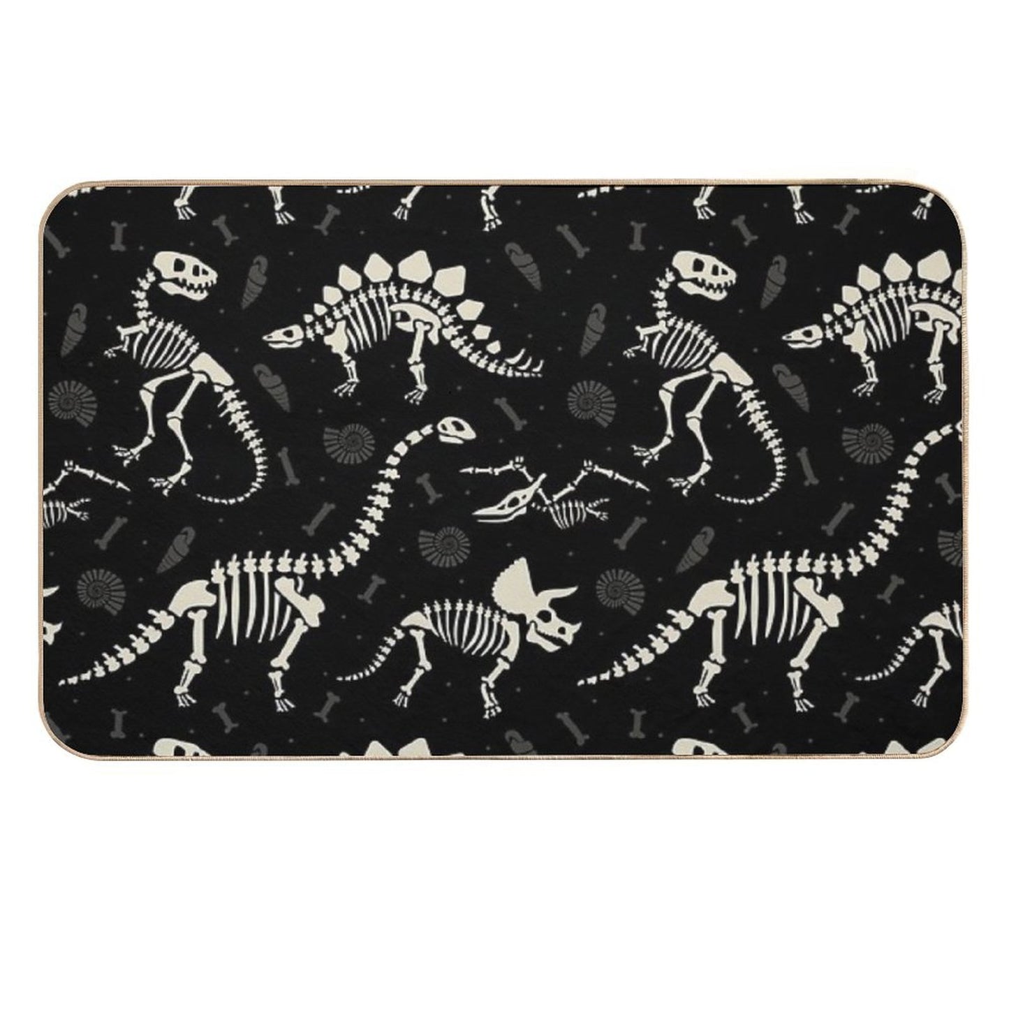Dinosaur Fossils in Black  High-Traffic Bath Mat