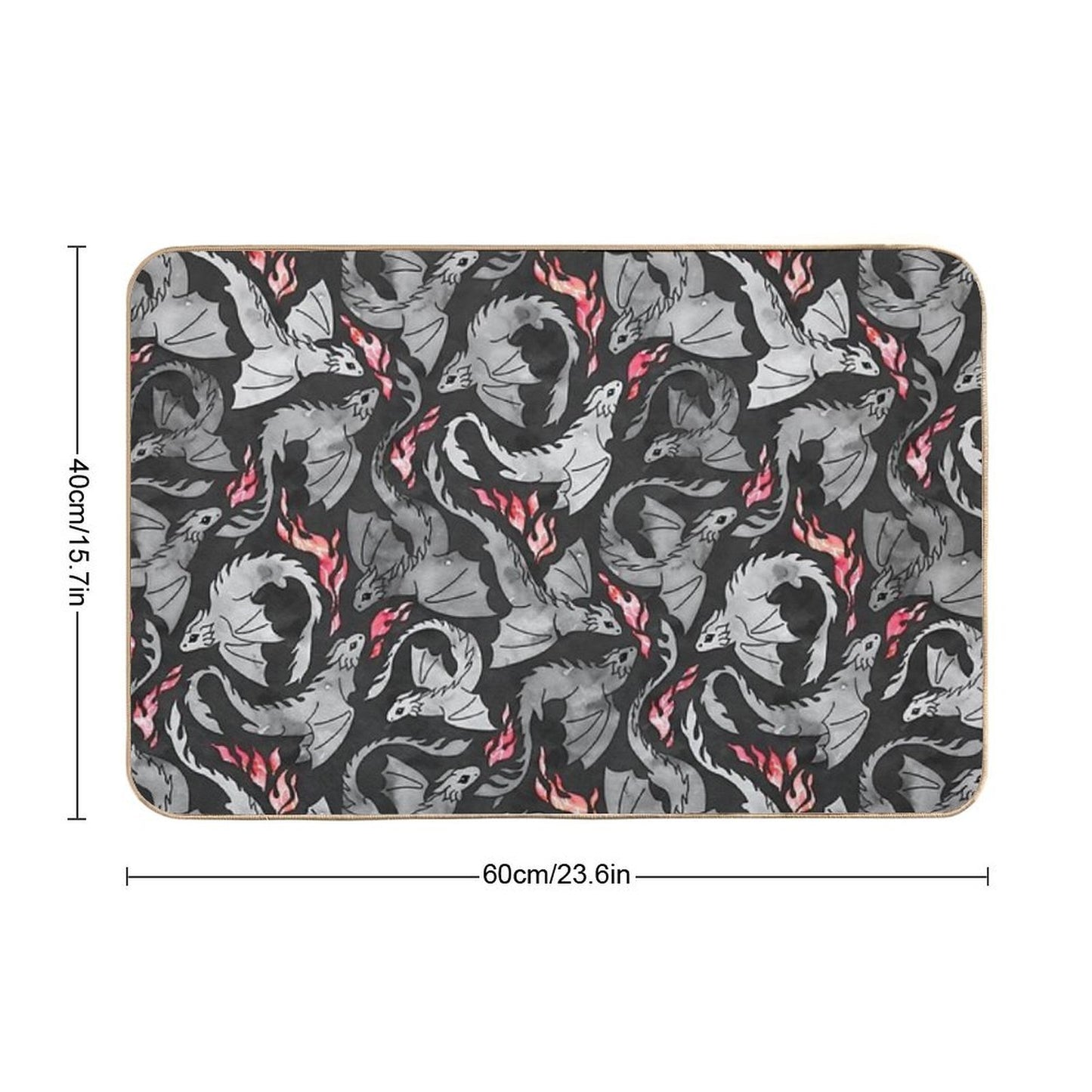 Dragon Fire Dark Grey And Black Durable Bath Mat