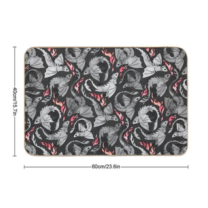 Dragon Fire Dark Grey And Black Durable Bath Mat