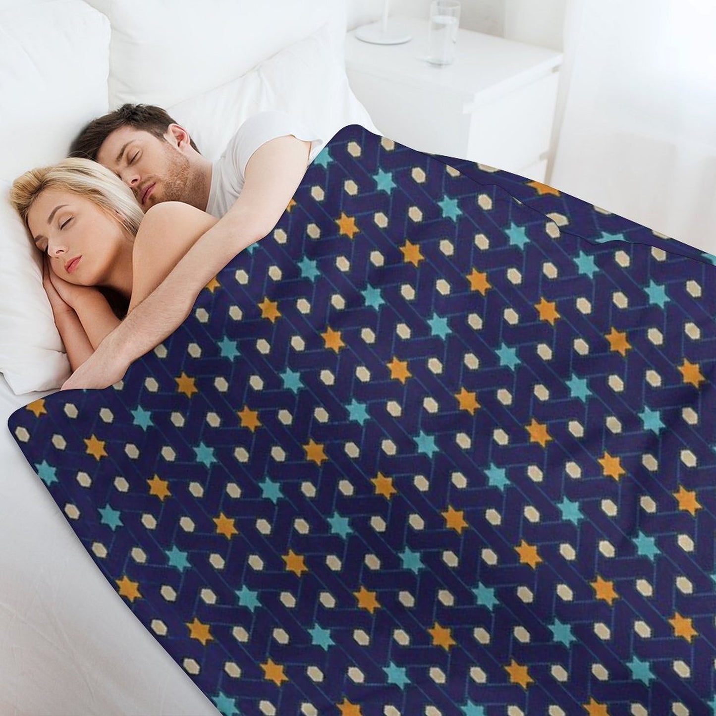 Moroccan Starry Night Mosaic Machine-washable Throw Blanket
