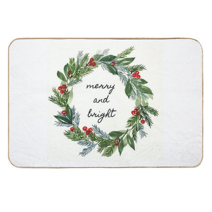 Merry And Bright Holiday Wreath  Versatile Bath Mat