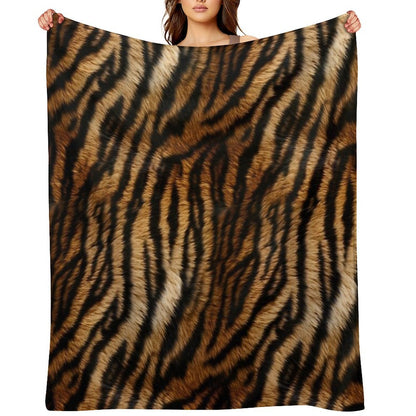 Tiger Africa Realistic Fur Print Pattern Eco-conscious Throw Blanket