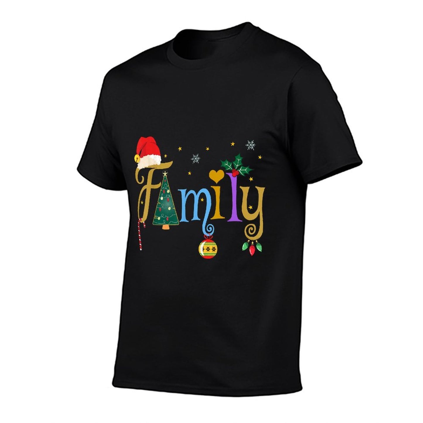 FAMILY Letters Holiday Style Love My Family Christmas  Rolled Sleeves T-Shirt