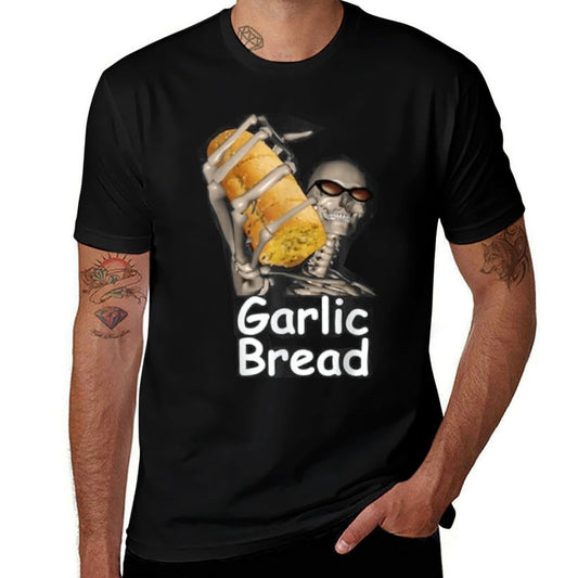 Vintage Garlic Bread Skeleton Funny Meme  Fade-proof Color T-Shirt