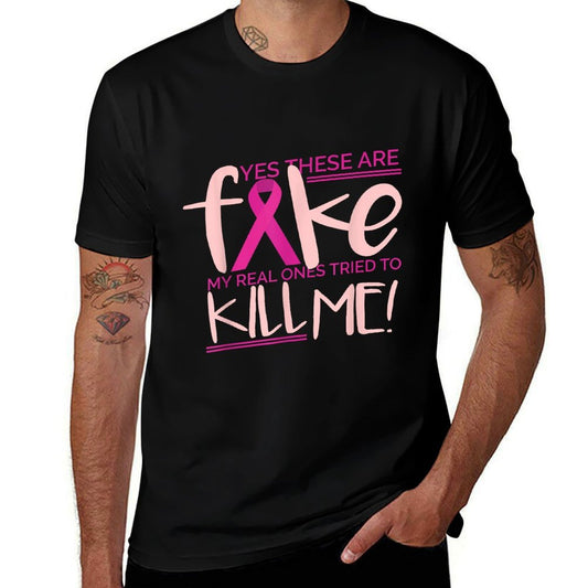 YES THESE ARE FAKE MY REAL ONES TRIED TO KILL ME Funny Meme  Oversized Silhouette T-Shirt