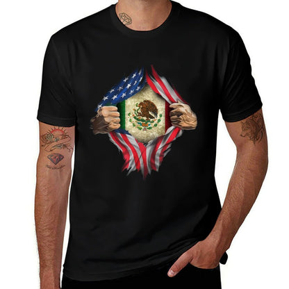 MEXICAN AMERICAN SUPER HERO FLAG T SHIRT  Eco-friendly Material T-Shirt