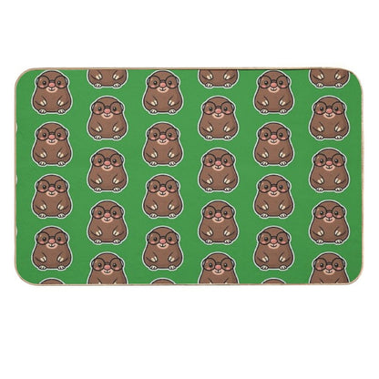 Cute Mole with Big Glasses So He Can See.  Dirt-Trapping Bath Mat