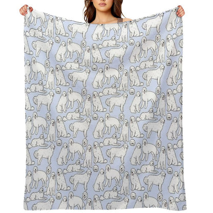 Great Pyrenees Cute Illustration Pattern Quick-dry Throw Blanket