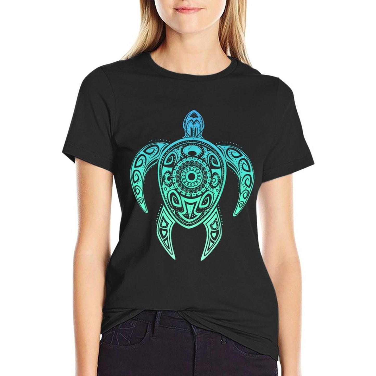 Colorful Turtle Watercolor Maori Ocean Scuba  Eco-friendly Material T-Shirt
