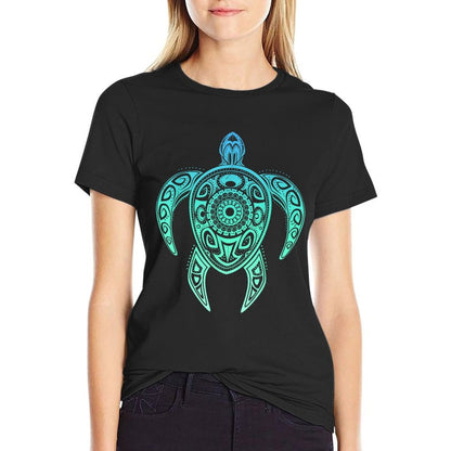 Colorful Turtle Watercolor Maori Ocean Scuba  Eco-friendly Material T-Shirt