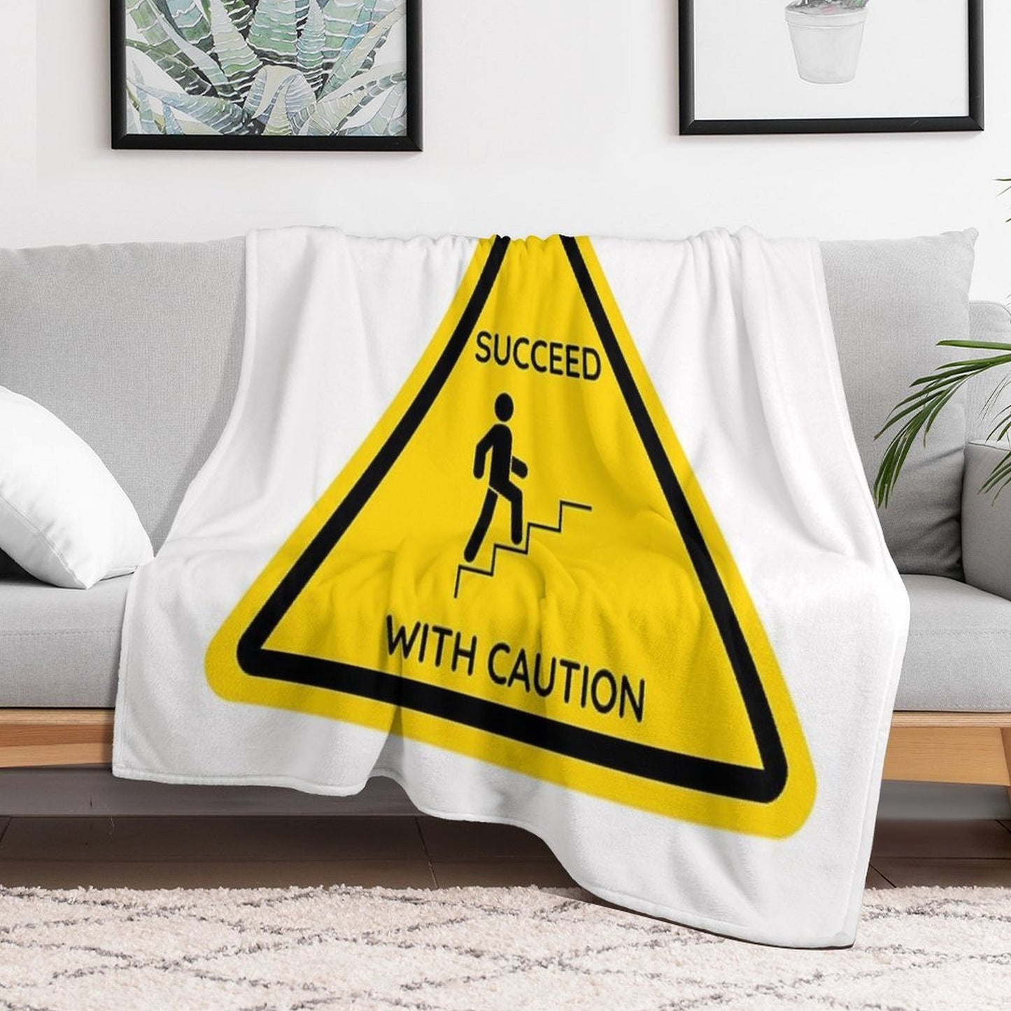 Succeed with Caution - Warning Sign Quick-dry Throw Blanket