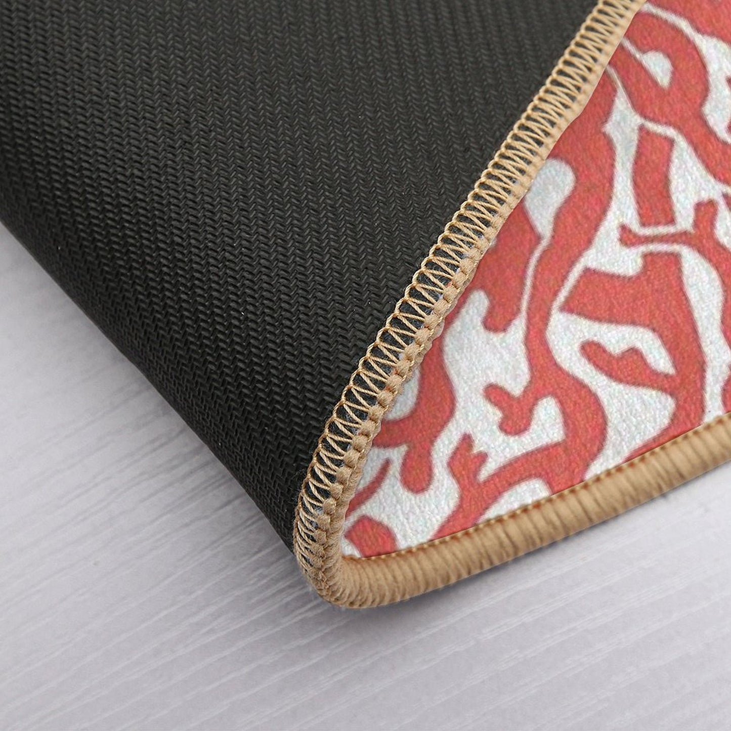 Coral Reef Pattern  Reddish Coral White Coastal Beach House  Slip-Resistant Bath Mat