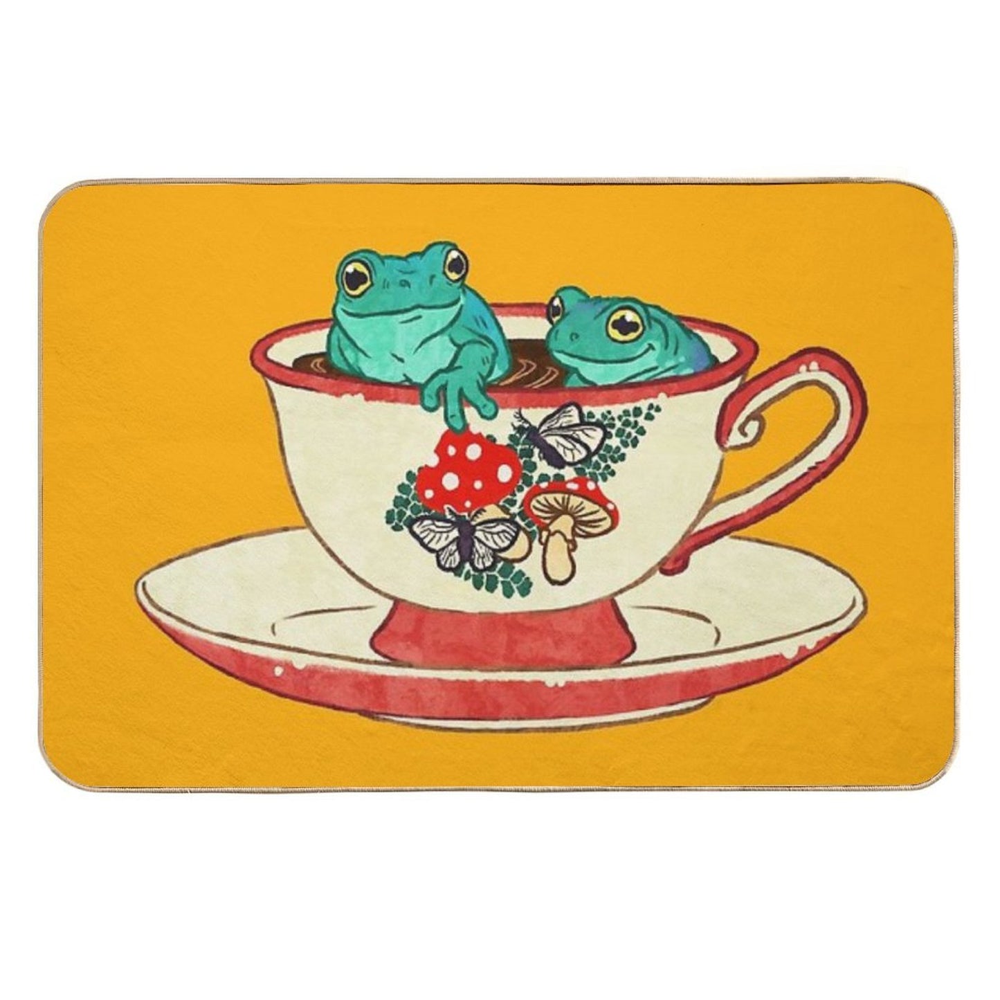 Tea Cup Frogs  Absorbent Bath Mat