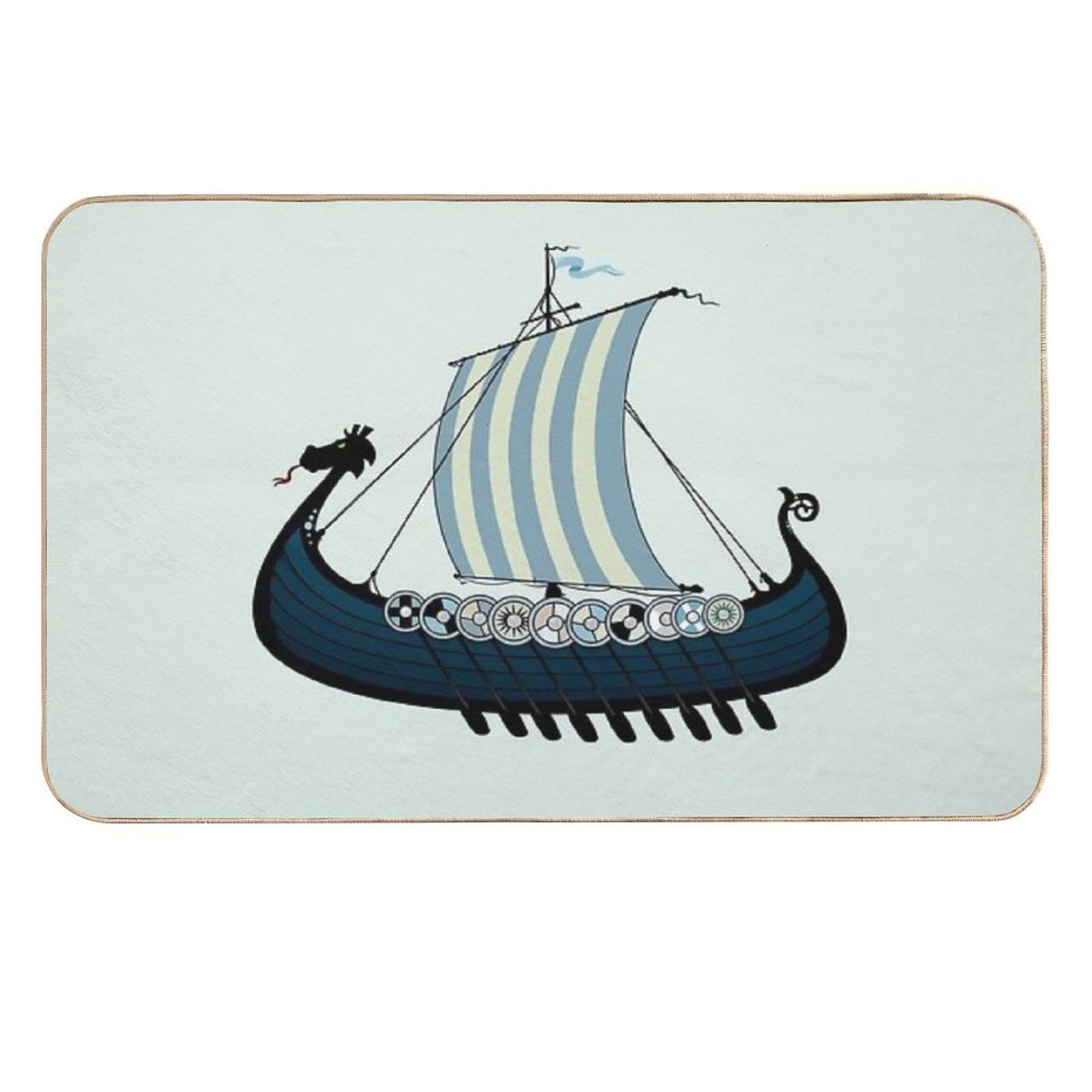 Blue Viking Ship  Long-Lasting Bath Mat