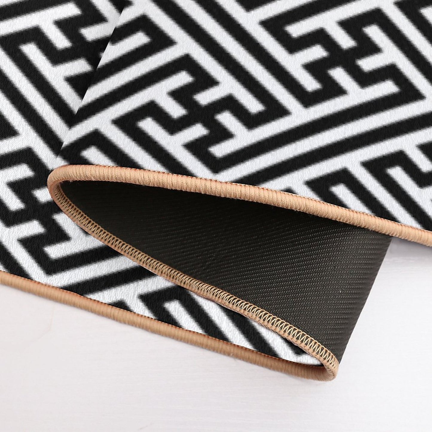Sayagata - Japanese Traditional Pattern - Black  Slip-Resistant Bath Mat