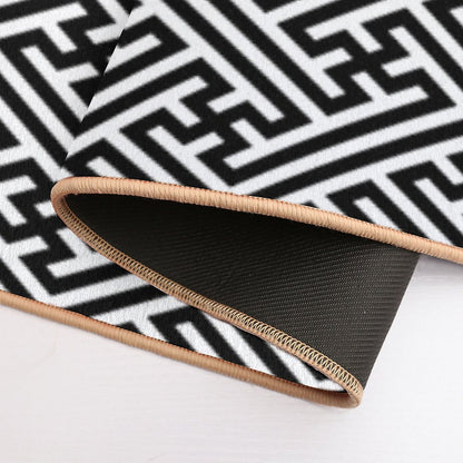 Sayagata - Japanese Traditional Pattern - Black  Slip-Resistant Bath Mat