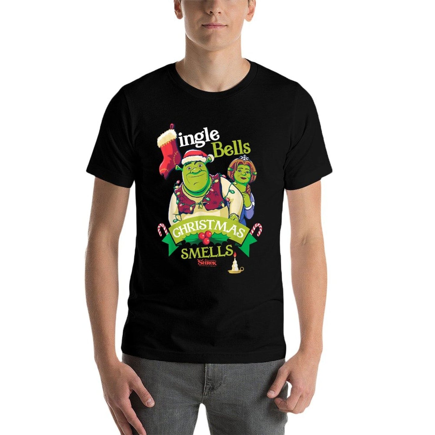 Shrek Jingle Bells Christmas Smells Shrek And Fiona  Soft T-Shirt