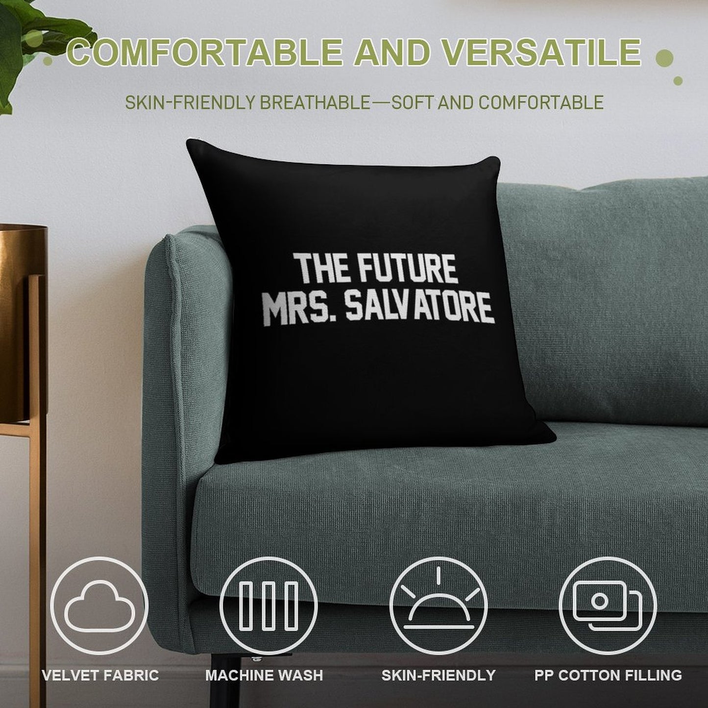 The Future Mrs. Salvatore-- White Soft Gift Ready Throw Pillow