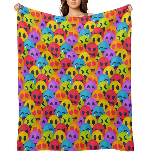 A Lot of Emojis Are Looking at You Eco-conscious Throw Blanket