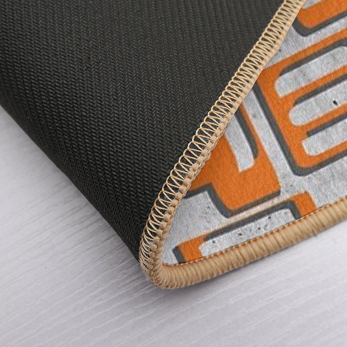 Mid Century Modern Oblongs Concrete Gray And Orange Durable Bath Mat