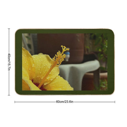 Bright Yellow Hibiscus Bloom in Sunlight  Repositionable Bath Mat