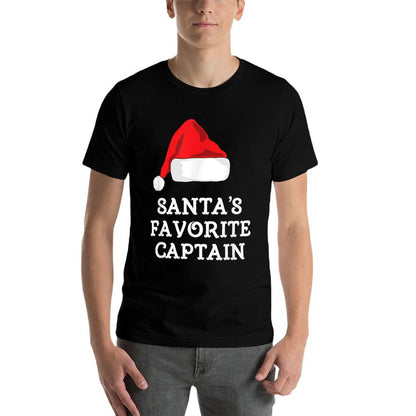 Santas Favorite Captain Xmas Christmas Boat Boating Sailing  Trendy Pattern T-Shirt