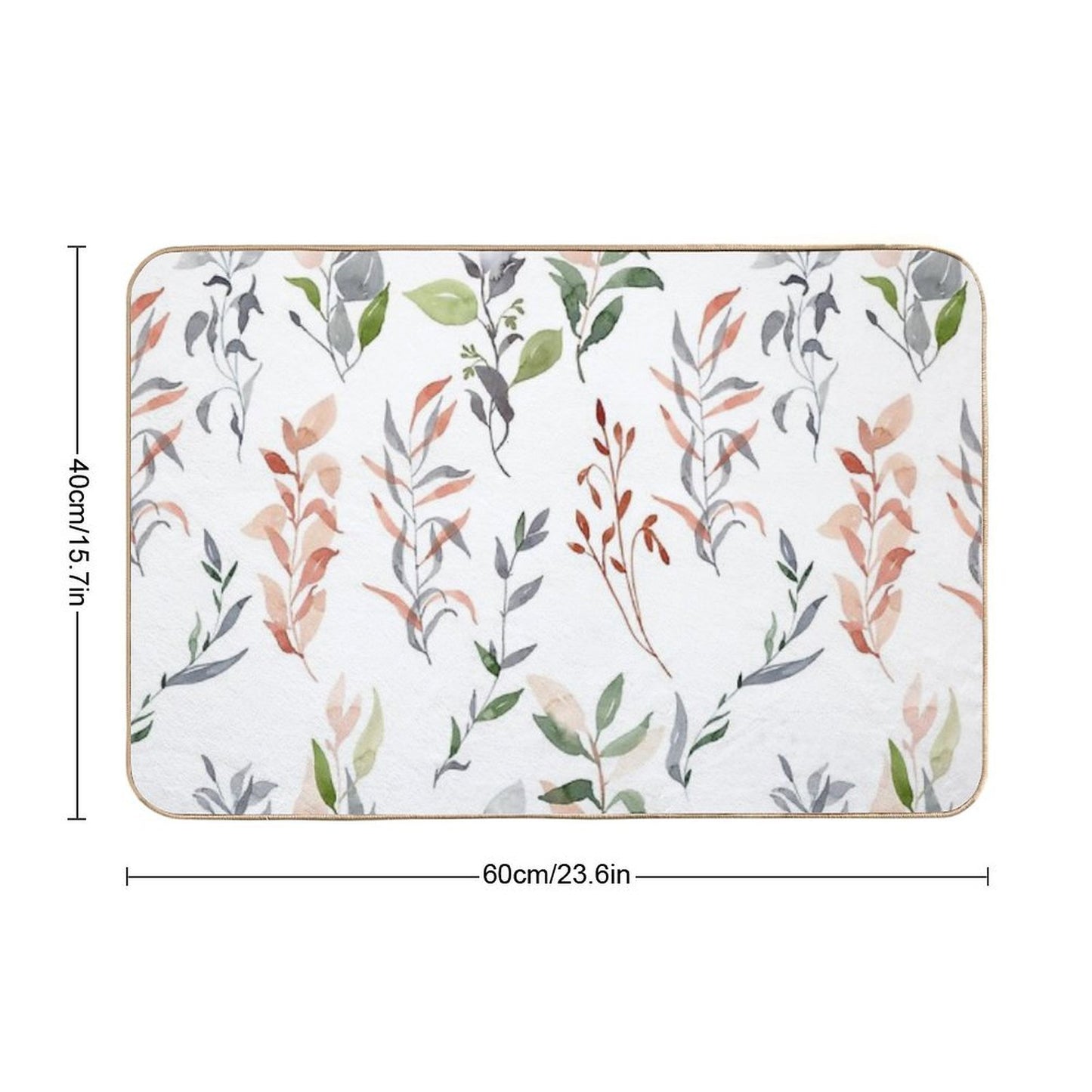 Watercolor Pattern with Leaves  Stain-Proof Bath Mat
