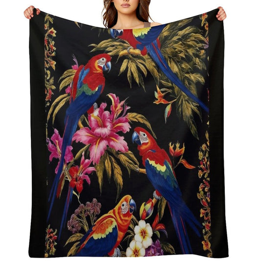 Floral Pattern The Macaw Mystique Durable Throw Blanket