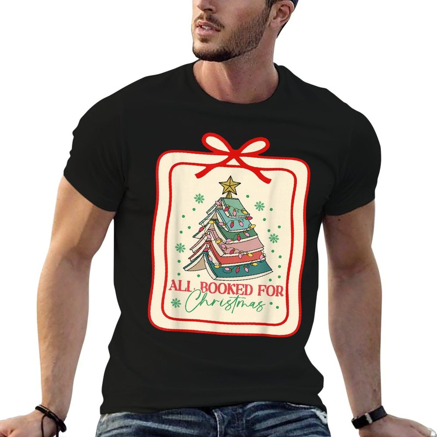 All Booked for Christmas Coquette Bow Tree Lights Christmas  Classic T-Shirt