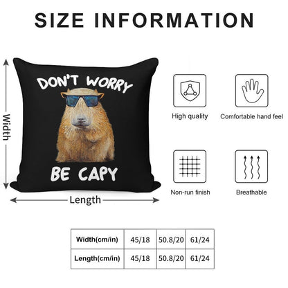 Funny Capybara Dont Worry Be Capy Funny Rodent Soft Anti-Pilling Throw Pillow