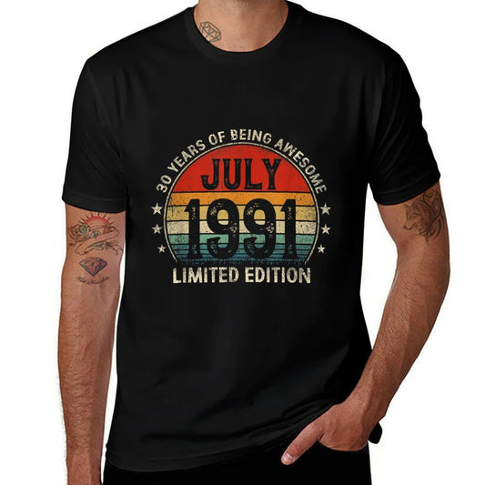 30 Years Old Vintage July 1991 Limited Edition 30th Birthday  Relaxed-fit T-Shirt