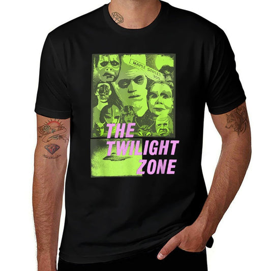 The Twilight Zone Pop Art Color Collage Retro TV Show  Heathered Texture T-Shirt