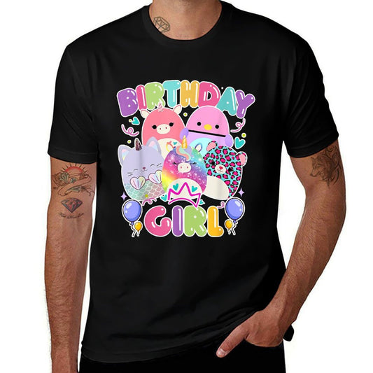 Cute Birthday Girl Squish Squad Mallow Girls Kids Bday Party  Easy-care T-Shirt
