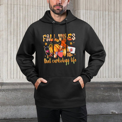 Fall Vibes  That Cardiology Life Pumpkin Leopard Gifts Medium-Weight Fabric Hoodie
