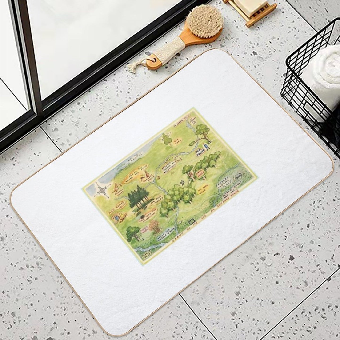 Hundred Acre Woods Map  Rapid-Drying Bath Mat
