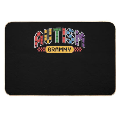 Checkered Autism Awareness Grammy Aunt Auntie Gigi Mimi  Absorbent Bath Mat