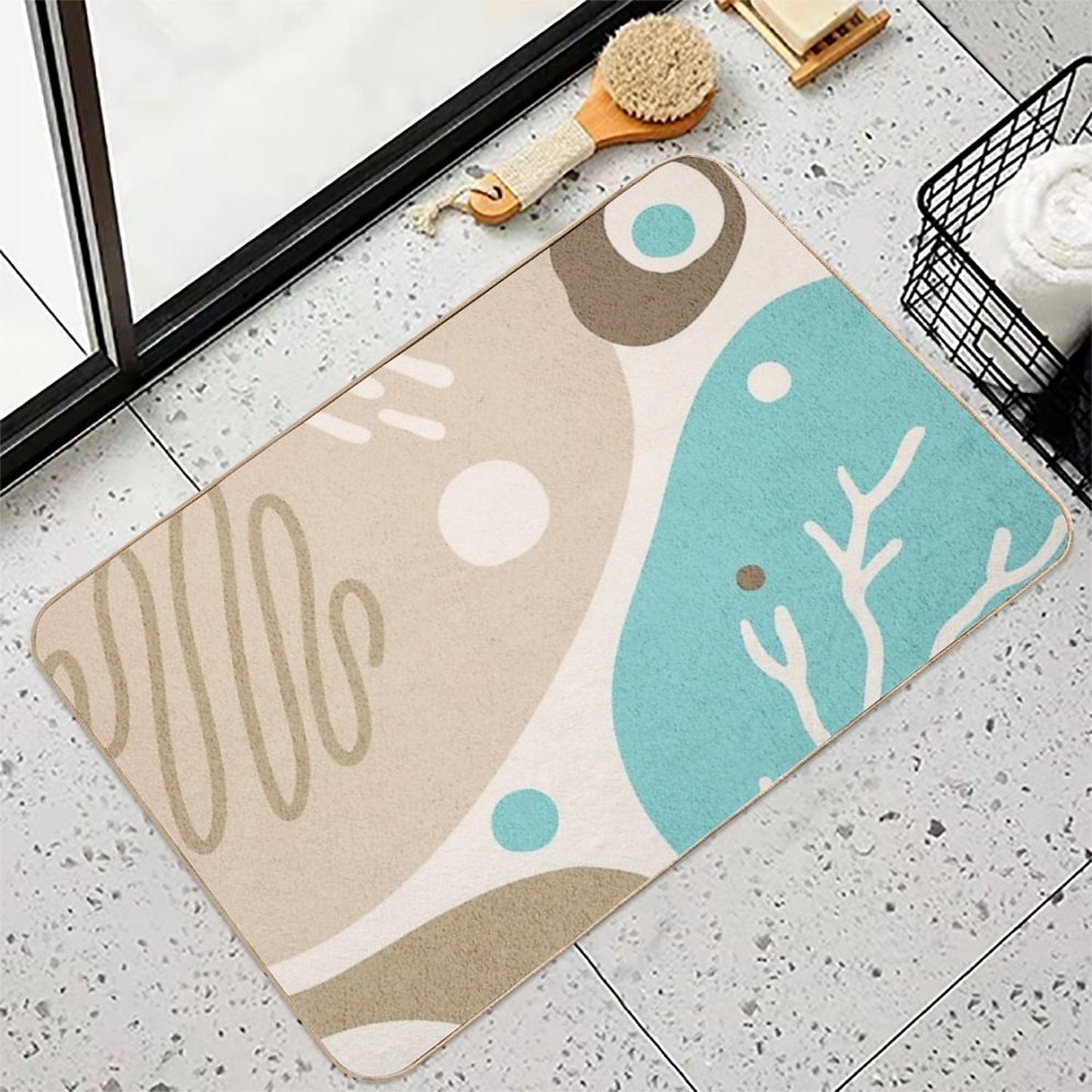 Abstract Irregular Shapes with Earth Tones  Rapid-Drying Bath Mat