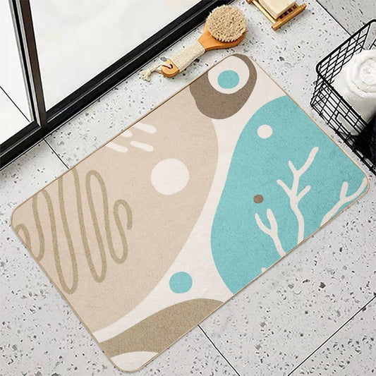 Abstract Irregular Shapes with Earth Tones  Rapid-Drying Bath Mat