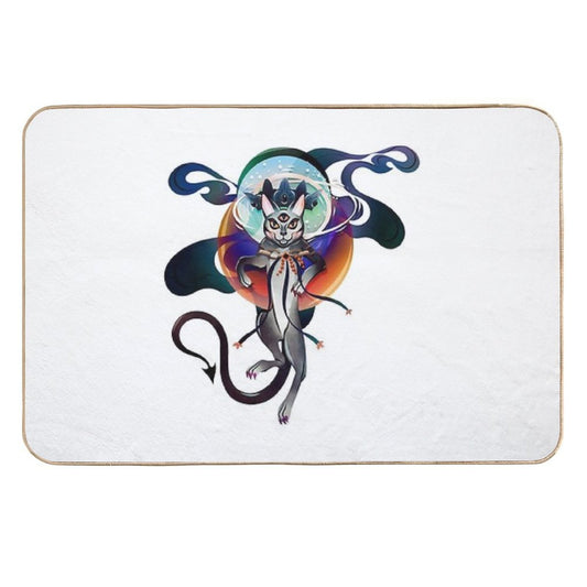 Ray, The King of Cats. Warlock by Day, Regal Magic Feline Cat by Night.  Absorbent Bath Mat
