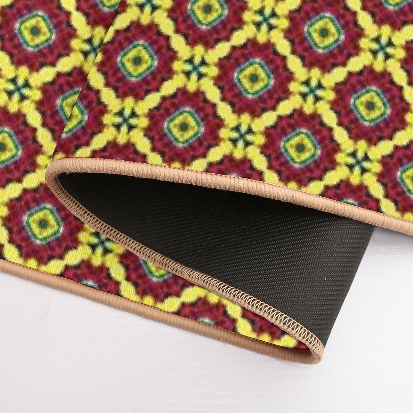 Golden Red Bouquet Grand Medallions  Long-Lasting Bath Mat