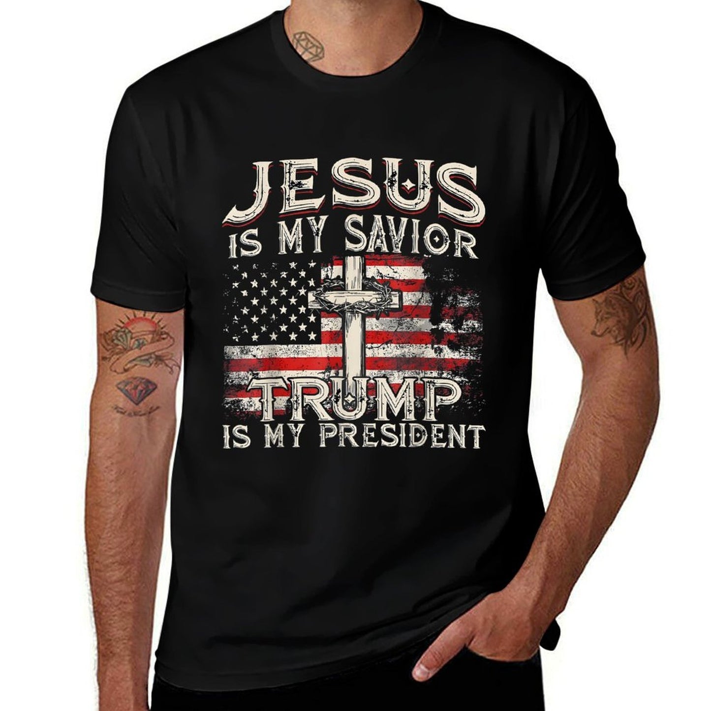 Jesus Is My Savior Trump Is My President Trump 2024 USA  Odor-resistant T-Shirt