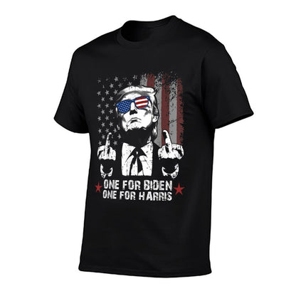 Trump 2024 US American One For Biden One For Harris  Cotton T-Shirt